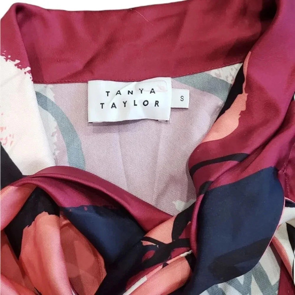 Tanya Taylor Pink Floral Satin Tie Front Avril Blouse S - Picture 6 of 6